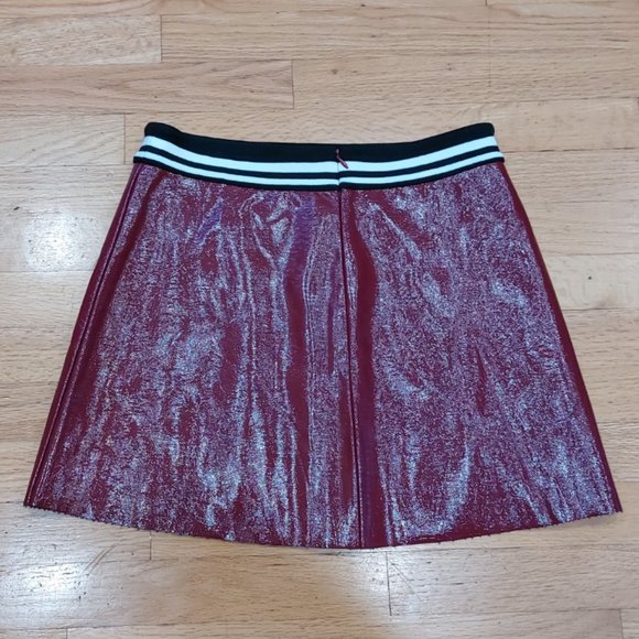 💥HOT ITEM💥 Patent Leather Varsity Skirt in Maroon - Picture 7 of 12